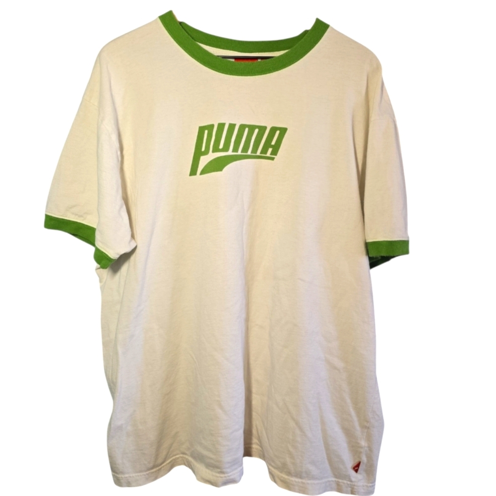 Mens XXL White Green Puma Short sleeve tee